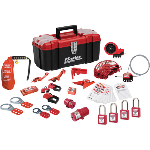Trousse de cadenassage avec cadenas en thermoplastique de qualit&eacute; sup&eacute;rieure Zenex, Ensemble &eacute;lectrique/Vanne, 27 composants compris Moffatt Supply & Specialties
