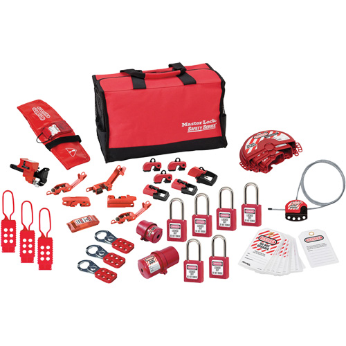 Trousse de cadenassage avec cadenas en thermoplastique de qualit&eacute; sup&eacute;rieure Zenex, Ensemble &eacute;lectrique/Vanne, 34 composants compris Moffatt Supply & Specialties