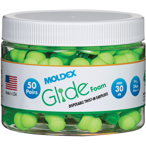 Glide&reg; Foam Earplugs, Bulk - Canister Moffatt Supply & Specialties