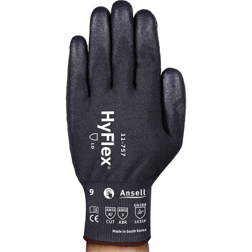 HyFlex&reg; 11-757 Cut-Resistant Gloves, 7, 18 Gauge, Polyurethane Coated, ASTM ANSI Level A7/EN 388 Level F Moffatt Supply & Specialties