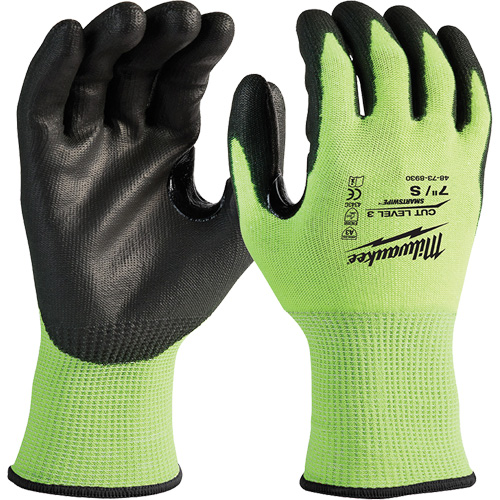High-Visibility Cut-Resistant Gloves, Size Small, 15 Gauge, Nitrile/Polyurethane Coated, Polyethylene Shell, ANSI/ISEA 105 Level 3 Moffatt Supply & Specialties