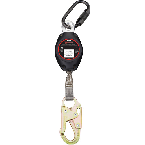 Cordage de s&eacute;curit&eacute; autor&eacute;tractable avec petit mousqueton Dynamic, 7', Polyester, Pivotant Moffatt Supply & Specialties