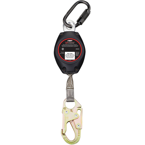 Cordage de s&eacute;curit&eacute; autor&eacute;tractable avec petit mousqueton Dynamic, 11', Polyester, Pivotant Moffatt Supply & Specialties