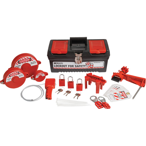 Trousse de cadenassage et d&eacute;tiquetage avec cadenas de s&eacute;curit&eacute; en aluminium et boîte &agrave; outils, Ensemble Vanne, 32 composants compris Moffatt Supply & Specialties
