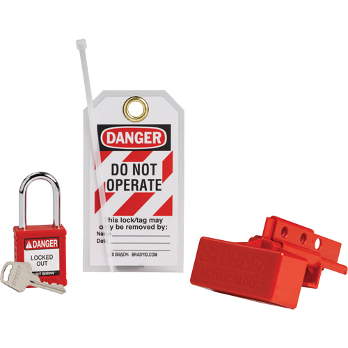 BatteryBlock Forklift Power Connector Lockout with Nylon Safety Padlock, Electrical Kit, 3 Components Moffatt Supply & Specialties