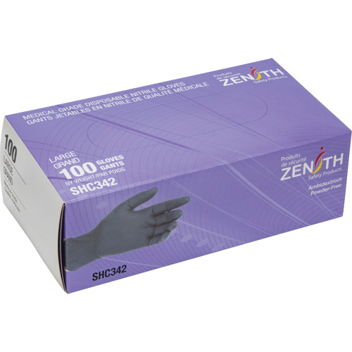 Medical Grade Disposable Gloves, Large, Nitrile, 6-mil, Powder-Free, Black, Class 2 Moffatt Supply & Specialties