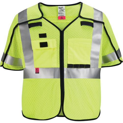 Breakaway Mesh Safety Vest, Black/High Visibility Lime-Yellow, Medium/Small Moffatt Supply & Specialties