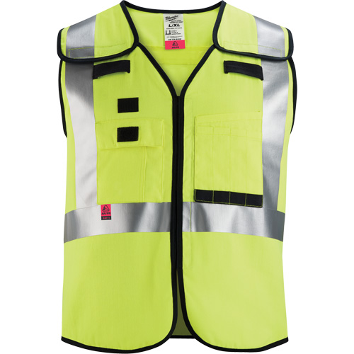 Breakaway Mesh Safety Vest, Black/High Visibility Lime-Yellow, Medium/Small Moffatt Supply & Specialties