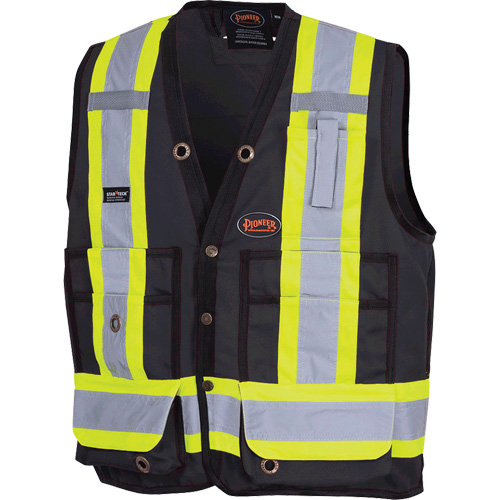 6692BK Surveyor's Safety Vest, Black, Medium, Polyester Moffatt Supply & Specialties