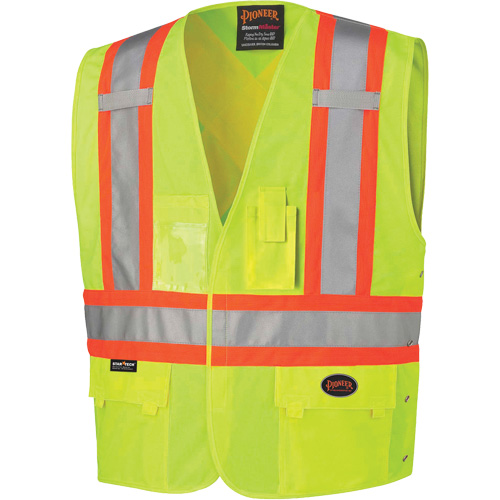 131 Safety Vest with Adjustable Sides, High Visibility Lime-Yellow, Large/X-Large, Polyester Moffatt Supply & Specialties