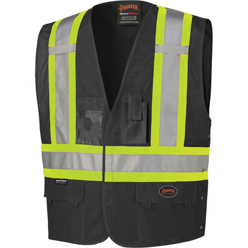 135 Safety Vest with Adjustable Sides, Black, Large/X-Large, Polyester Moffatt Supply & Specialties