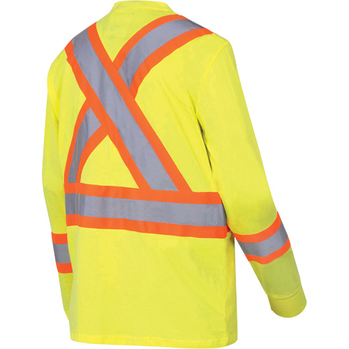 6982 Long-Sleeved Safety Shirt, Cotton, Small, High Visibility Lime-Yellow Moffatt Supply & Specialties