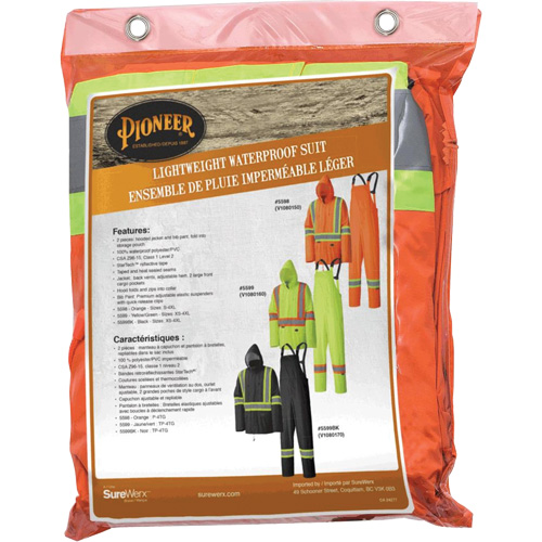 5598 Lightweight Waterproof Rain Suit, Polyester/PVC, Small, High Visibility Orange Moffatt Supply & Specialties