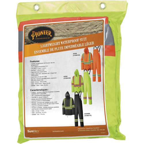 5599 Combinaison de pluie imperm&eacute;able et l&eacute;g&egrave;re, Polyester/PVC, T-petit, Jaune lime haute visibilit&eacute; Moffatt Supply & Specialties