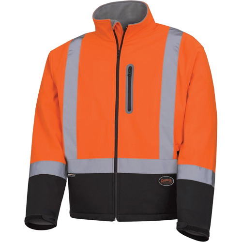 5679 Veste de s&eacute;curit&eacute; coquille souple &agrave; r&eacute;sistance m&eacute;canique, Noir/Orange haute visibilit&eacute;, Petit Moffatt Supply & Specialties