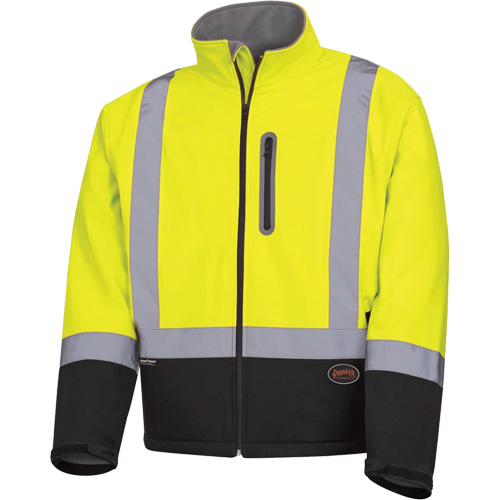 5689 Veste de s&eacute;curit&eacute; coquille souple &agrave; r&eacute;sistance m&eacute;canique, Noir/Jaune lime haute visibilit&eacute;, Petit Moffatt Supply & Specialties