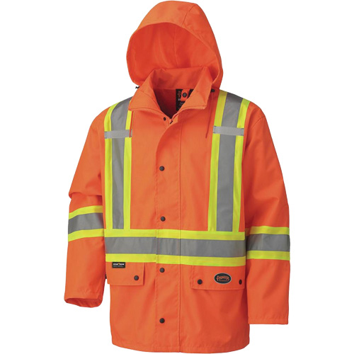5575A Veste de s&eacute;curit&eacute; imperm&eacute;able avec capuchon amovible 450D, Polyester, Orange haute visibilit&eacute;, Petit Moffatt Supply & Specialties