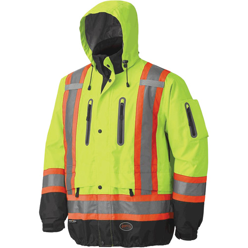 5201 Veste imperm&eacute;able et respirante de premi&egrave;re qualit&eacute;, Polyester, Noir/Jaune lime haute visibilit&eacute;, Grand Moffatt Supply & Specialties