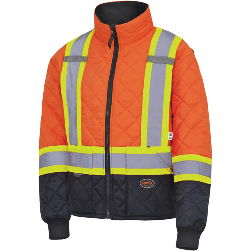 5015 Manteau matelass&eacute; pour cong&eacute;lateur, Polyester, Noir/Orange haute visibilit&eacute;, T-petit Moffatt Supply & Specialties
