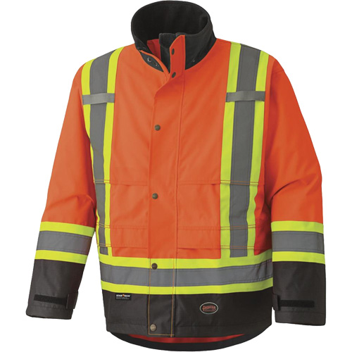 5400 300D Trilobal Ripstop Waterproof Safety Jacket, Polyester, Black/High Visibility Orange, Small Moffatt Supply & Specialties