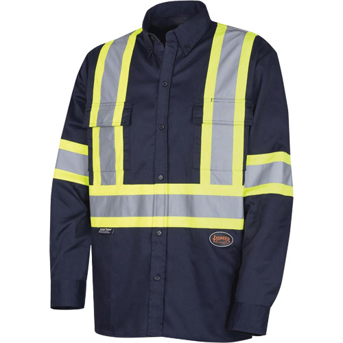 4414 Button-Down Work Shirt, Poly-Cotton, Small, Navy Blue Moffatt Supply & Specialties