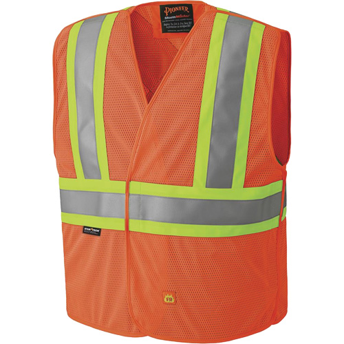 6914A Flame Resistant Safety Vest, High Visibility Orange, Medium/Small, Polyester Moffatt Supply & Specialties