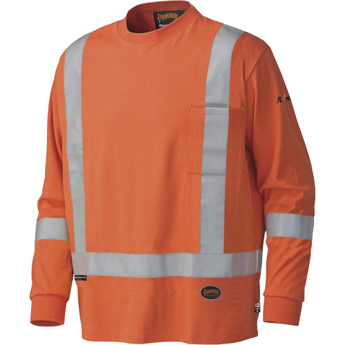 339SFA Flame-Resistant Long-Sleeved Safety Shirt, Small, High Visibility Orange Moffatt Supply & Specialties