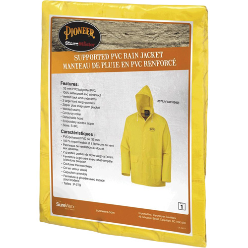 577J Rain Jacket, Polyester/PVC, Small, Yellow Moffatt Supply & Specialties