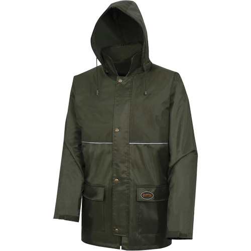 D8120J Nailhead Ripstop Tree Planter Hooded Jacket, Polyester/PVC, X-Small, Green Moffatt Supply & Specialties