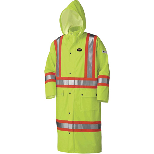 5897 Manteau long imperm&eacute;able et ignifuge, Grand, Jaune lime haute visibilit&eacute; Moffatt Supply & Specialties