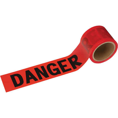 388 Ruban de danger, Bilingue, 3" la x 200' lo, 1,5 mil, Noir/rouge Moffatt Supply & Specialties