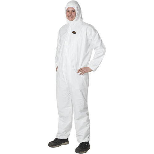 2055 Disposable Coveralls, Small, White, Microporous Moffatt Supply & Specialties