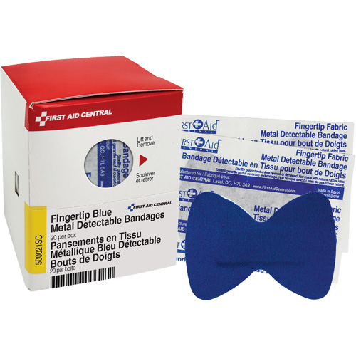 Fingertip Blue Detectable Bandages, Fingertip, Fabric Metal Detectable, Sterile Moffatt Supply & Specialties