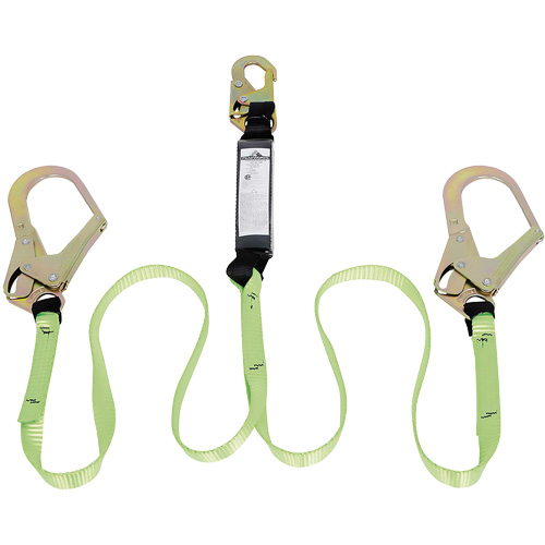 SA-54022-6 Shock Absorbing Lanyard, 6', Rebar Hook Center, Snap Hook Leg Ends, Polyester Moffatt Supply & Specialties