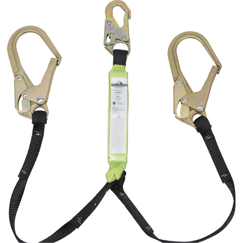 SA-64022-4 Shock Absorbing Lanyard, 4', Rebar Hook Center, Snap Hook Leg Ends, Polyester Moffatt Supply & Specialties