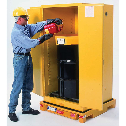Single Drum Ultra-Safety Cabinet Bladder System&reg;, 37.8" L x 37.8" W x 6.3" H, 1500 lbs. Load Capacity Moffatt Supply & Specialties