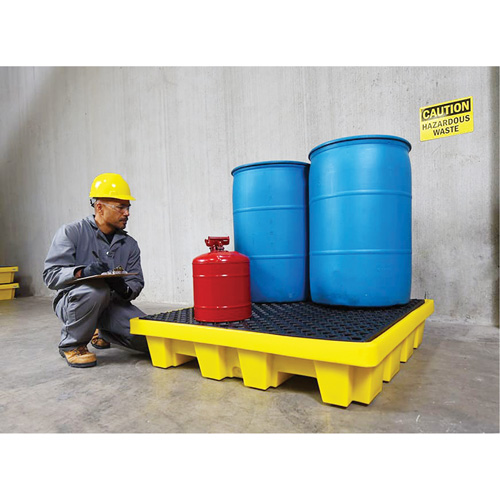 4-Drum Nestable Ultra-Spill Pallet&reg;, 66 US gal. Spill Capacity, 51" x 51" x 10" Moffatt Supply & Specialties