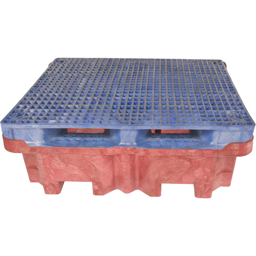 4-Drum Ultra-Spill King&reg; Flat Deck Spill Pallet, 85 US gal. Spill Capacity, 51" x 51" x 17.5" Moffatt Supply & Specialties