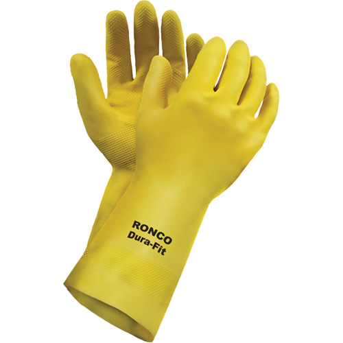 Dura-Fit Reusable Gloves, Size Small/7, 12" L, Latex, Flock-Lined Inner Lining, 20-mil Moffatt Supply & Specialties