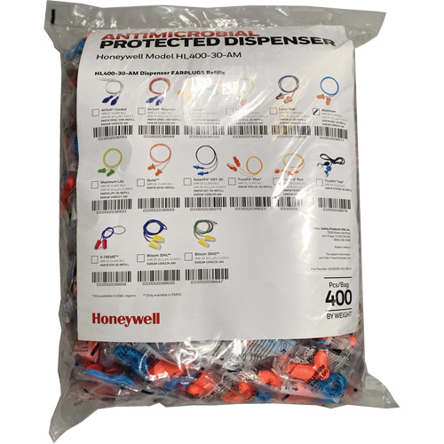 Recharge de bouchons doreille Max-30 pour le distributeur HL400, Vrac - Sac en poly, Avec cordon Moffatt Supply & Specialties