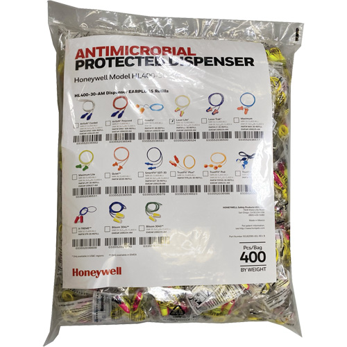 Recharge de bouchons doreille LL-30 pour le distributeur HL400, Vrac - Sac en poly, Avec cordon Moffatt Supply & Specialties