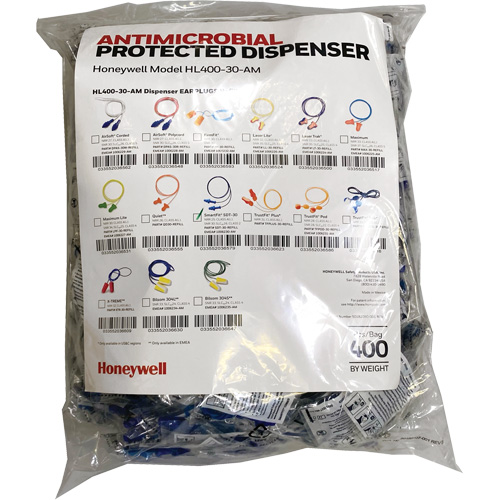 Recharge de bouchons doreille SDT-30 pour le distributeur HL400, Vrac - Sac en poly, Avec cordon Moffatt Supply & Specialties