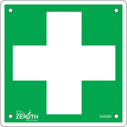 First Aid Sign, 6" x 6", Aluminum, Pictogram Moffatt Supply & Specialties