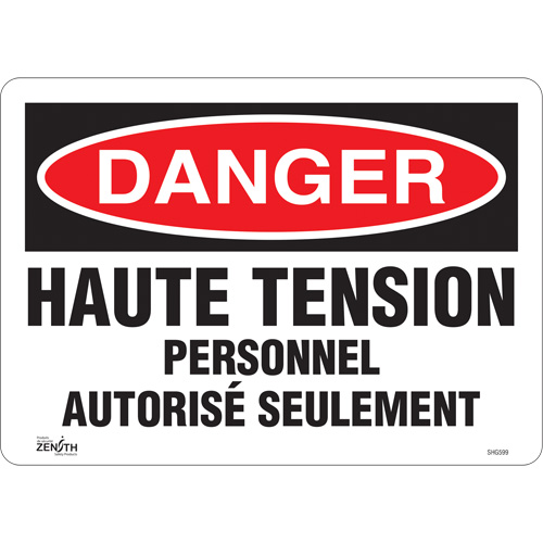 "Haute tension" Sign, 10" x 14", Vinyl, French Moffatt Supply & Specialties