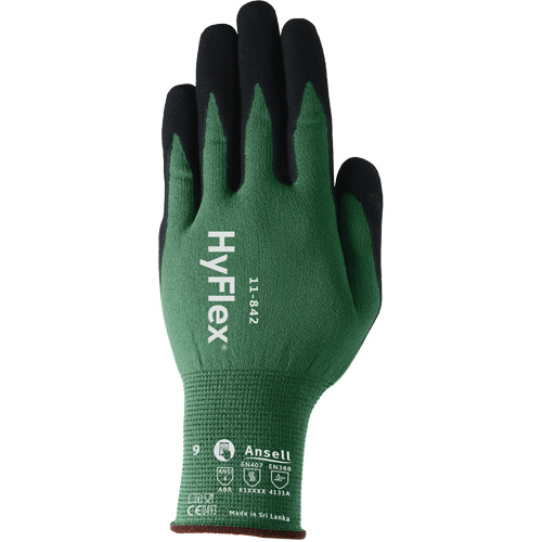 Gants polyvalents &eacute;coresponsables HyFlex 11-842, 5, Rev&ecirc;tement Mousse de nitrile, Calibre 15, Enveloppe en Nylon Moffatt Supply & Specialties
