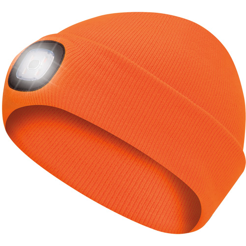 5675 Tuque en tricot avec lampe frontale &agrave; DEL, Doublure en Molleton, Taille unique, Orange haute visibilit&eacute; Moffatt Supply & Specialties