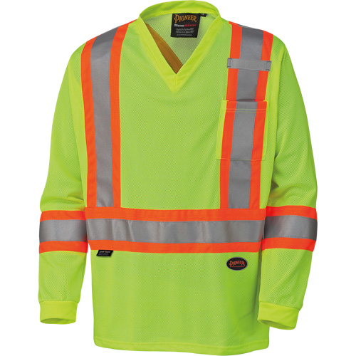 6985 Chandail de s&eacute;curit&eacute; &agrave; manches longues pour circulation en micromaille, Petit, Jaune lime haute visibilit&eacute; Moffatt Supply & Specialties