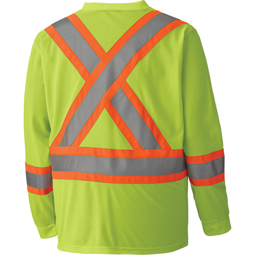 6985 Chandail de s&eacute;curit&eacute; &agrave; manches longues pour circulation en micromaille, Petit, Jaune lime haute visibilit&eacute; Moffatt Supply & Specialties