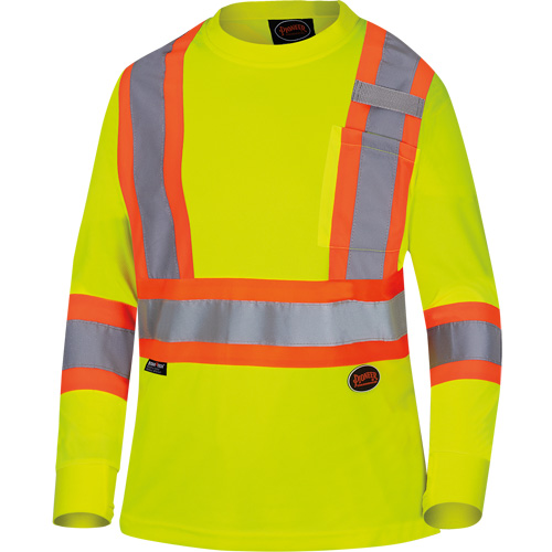 6969 Chandail de s&eacute;curit&eacute; &agrave; manches longues en il-de-perdrix pour femme, Polyester, T-petit, Jaune lime haute visibilit&eacute; Moffatt Supply & Specialties