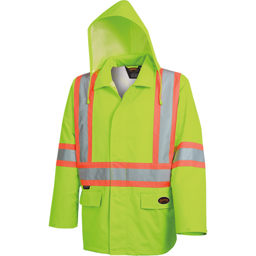 5628 The Rock  Waterproof Safety Jacket, Polyester/Polyurethane, High Visibility Lime-Yellow, Small Moffatt Supply & Specialties